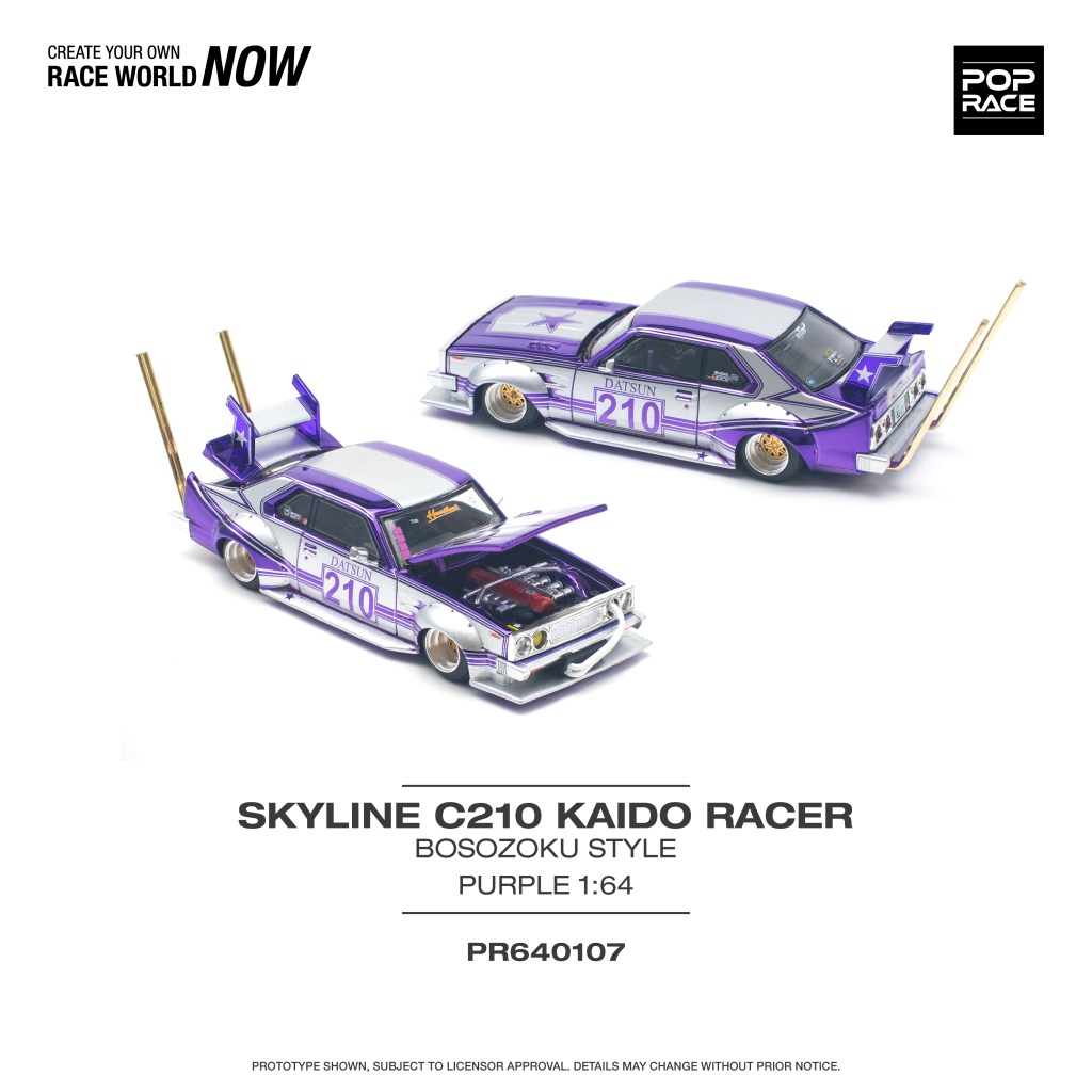 PR640107 SKYLINE C210 KAIDO RACER (BOSOZOKU STYLE) PURPLE CHROME/SILVER