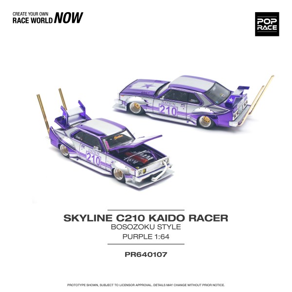 [In Stock] PR640107 SKYLINE C210 KAIDO RACER (BOSOZOKU STYLE) PURPLE CHROME/SILVER