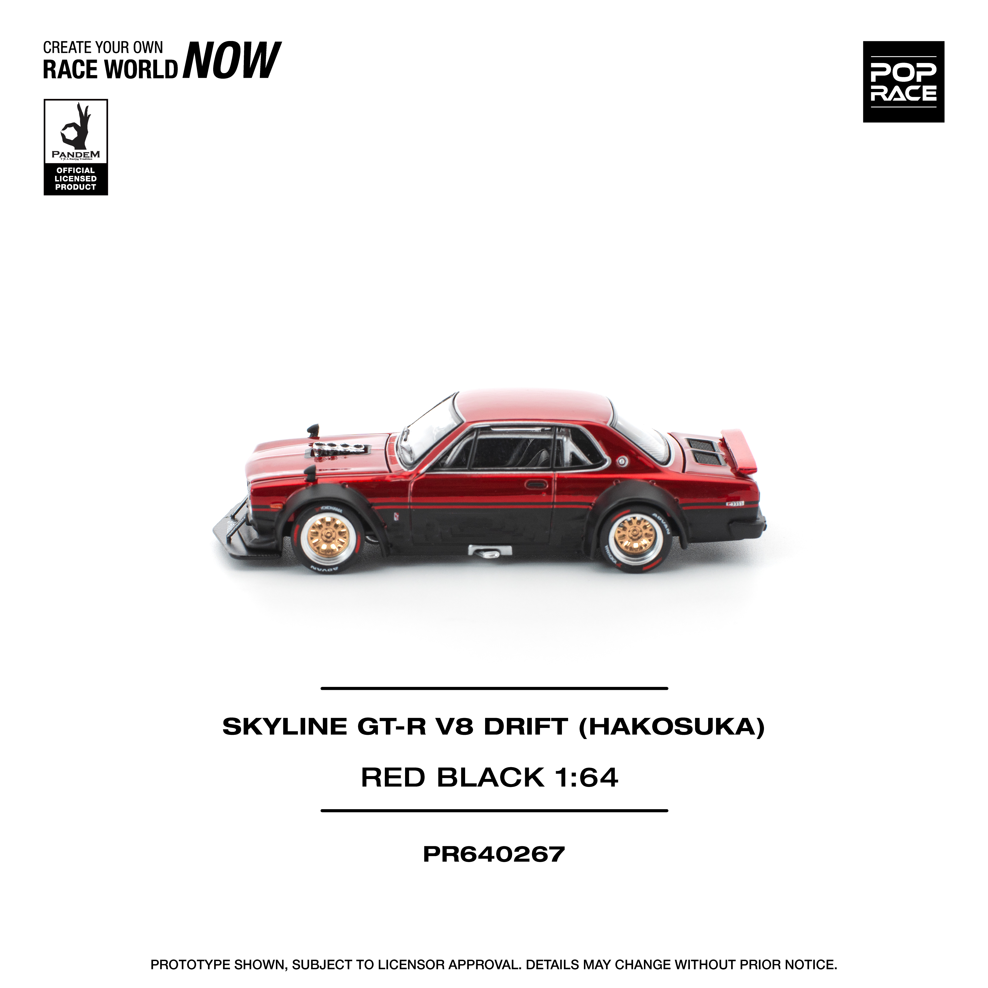 PR640267 SKYLINE GT-R V8 DRIFT (HAKOSUKA) - RED BLACK - Image 12