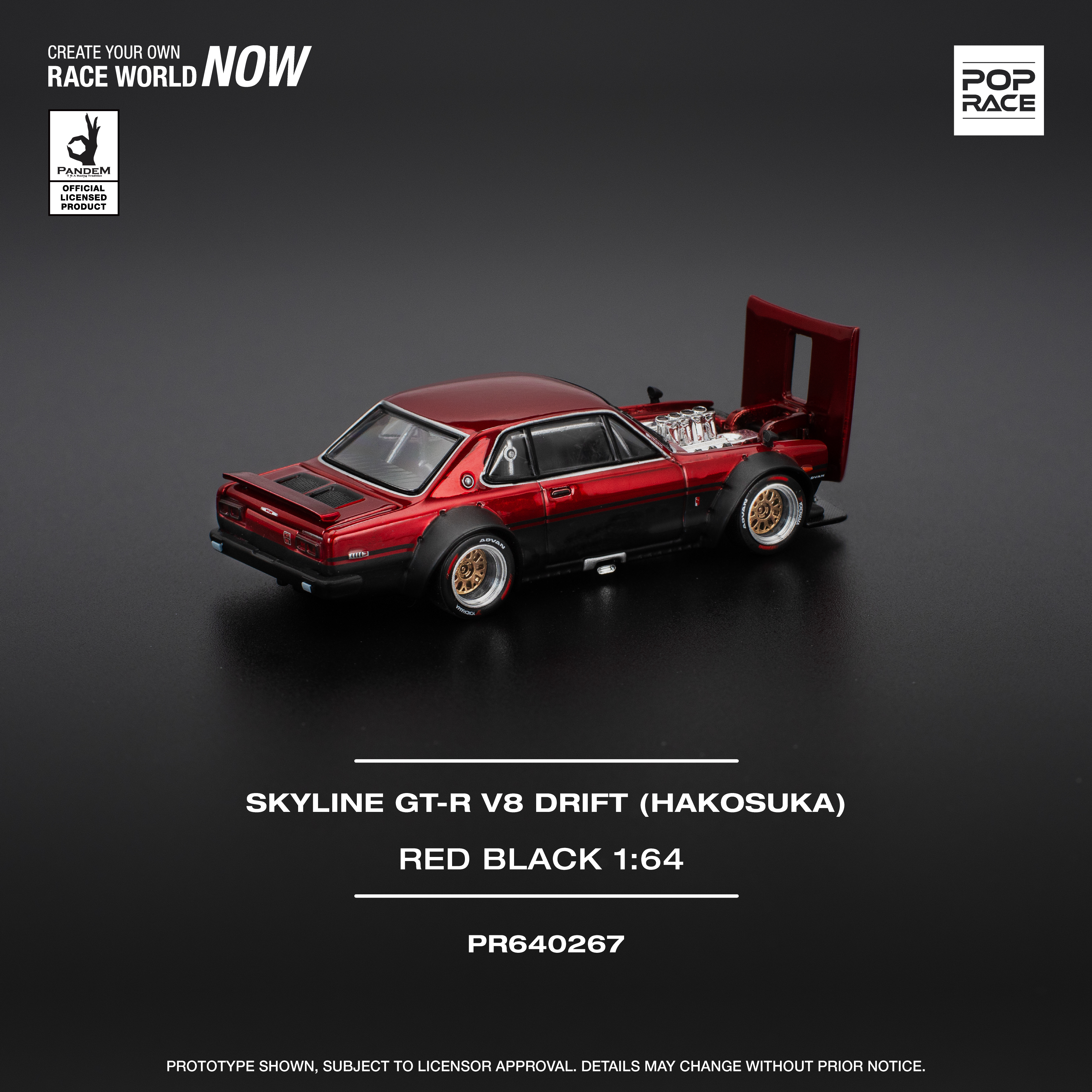 PR640267 SKYLINE GT-R V8 DRIFT (HAKOSUKA) - RED BLACK - Image 9