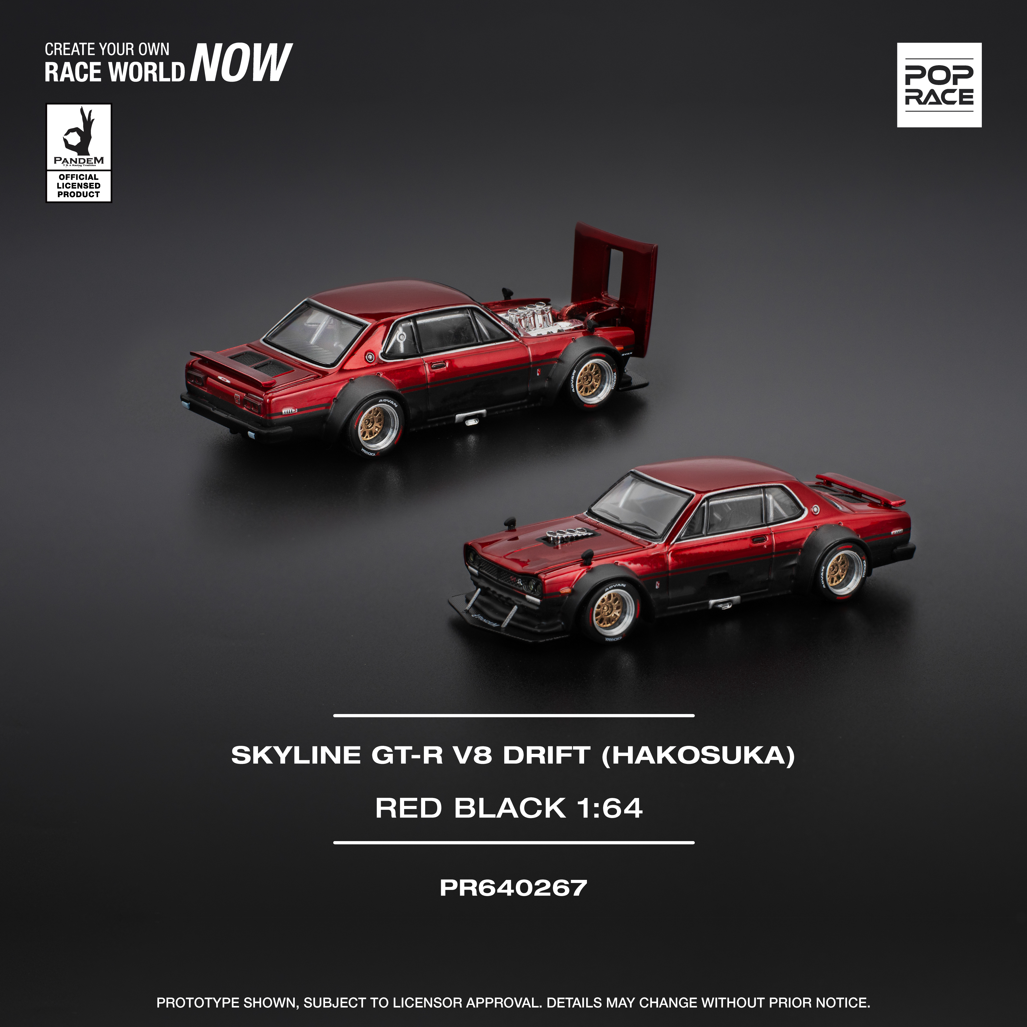 PR640267 SKYLINE GT-R V8 DRIFT (HAKOSUKA) - RED BLACK - Image 2