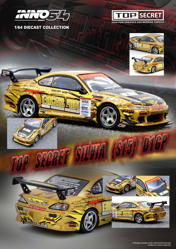 [Pre-Order] IN64-S15TS-D104 TOP SECRET Silvia (S15) Gold D1 Grand Prix Series Champion 2004